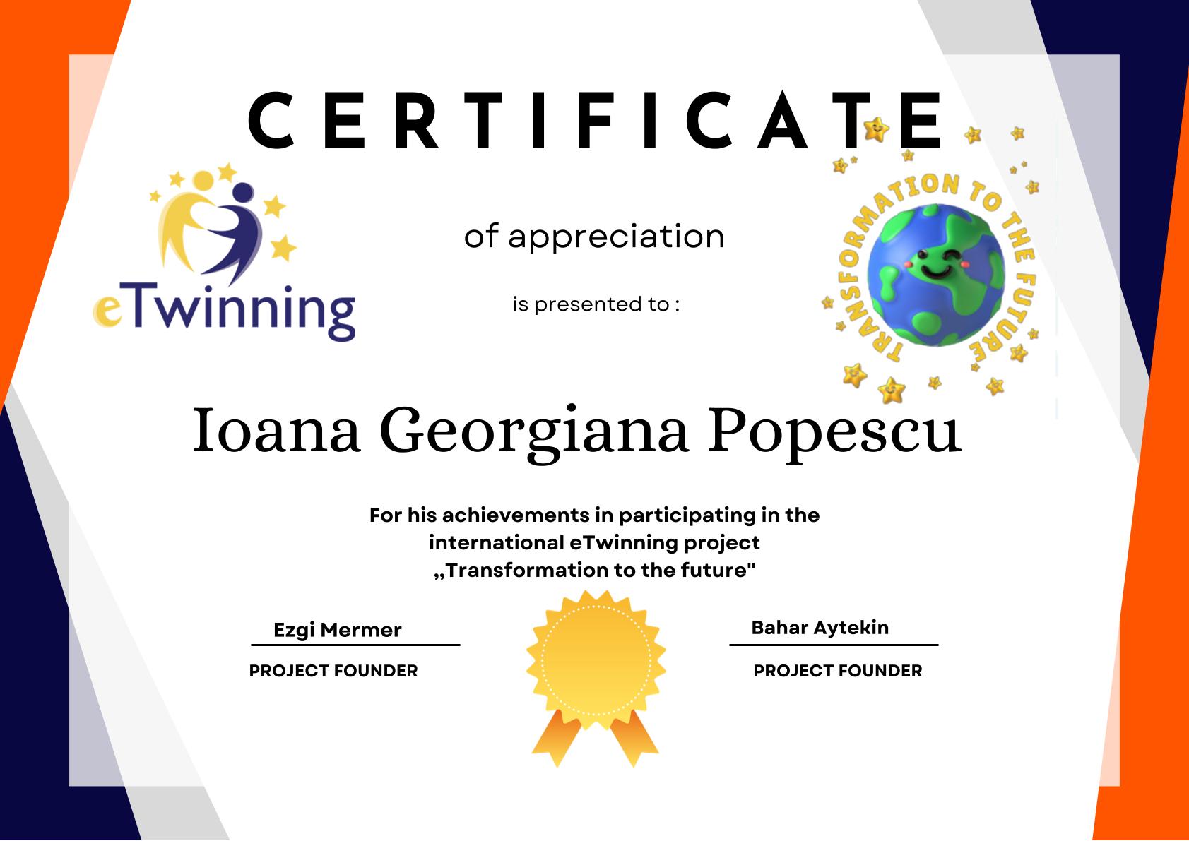Certificat Popescu Ioana